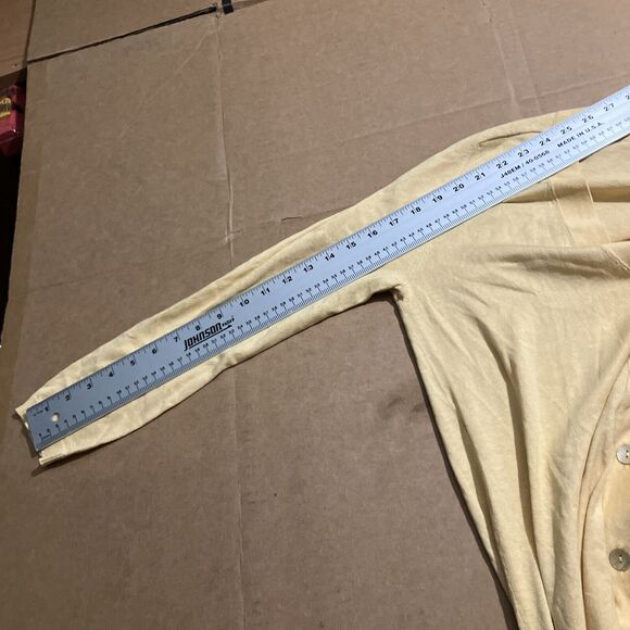 Chicos Yellow Cardigan Sweater, Women's Size 1 Ribbed V Neck, Button Up, Spring - Picture 8 of 12